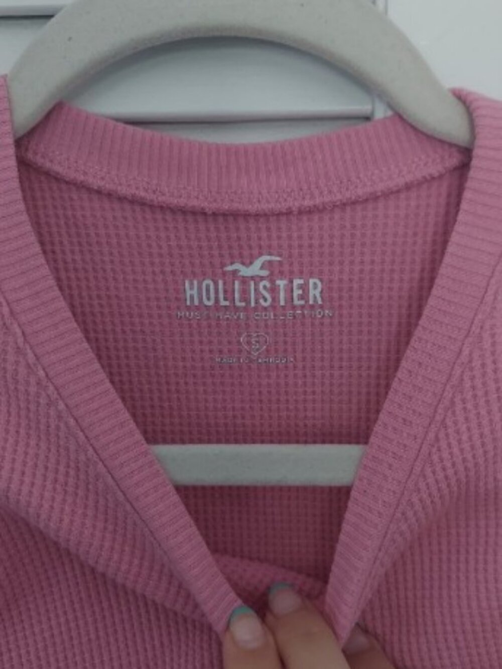 Hollister Waffle Pink Ribbed Slightly Cropped Tank - Size Small - Picture 3 of 3